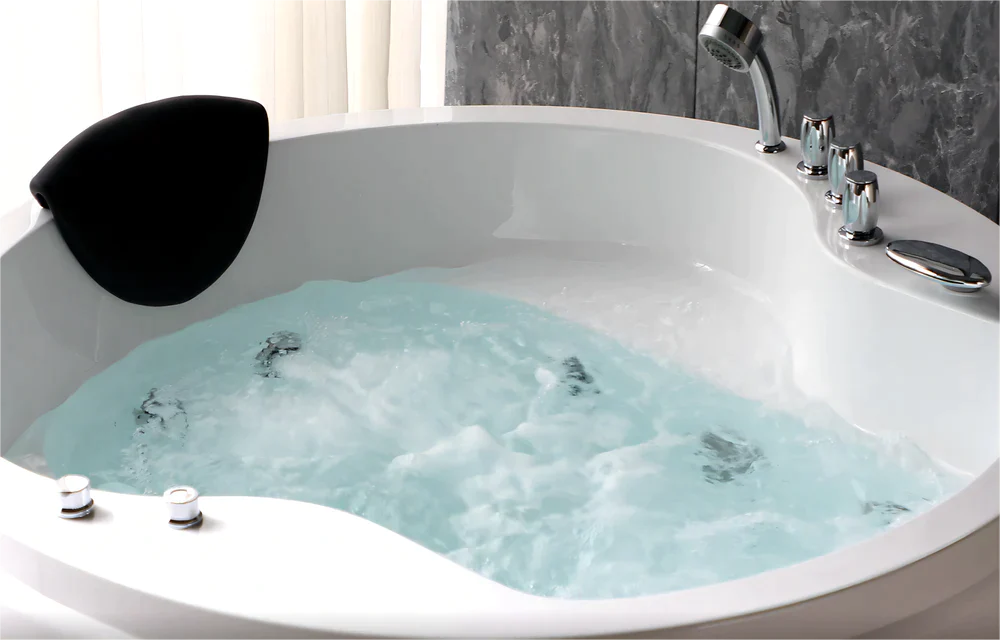 59" Freestanding Whirlpool Round Tub with Right Drain EMPV-59JT005