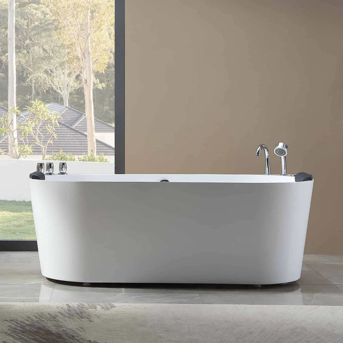 59" Freestanding Whirlpool Bathtub with Center Drain EMPV-59AIS06