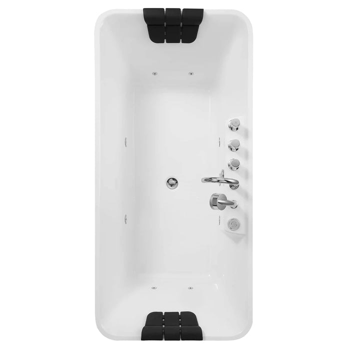 59" Freestanding Whirlpool Rectangle Tub with Center Drain EMPV-59AIS15