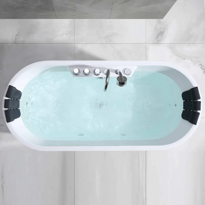 67" Freestanding Whirlpool Bathtub with Center Drain EMPV-67AIS01