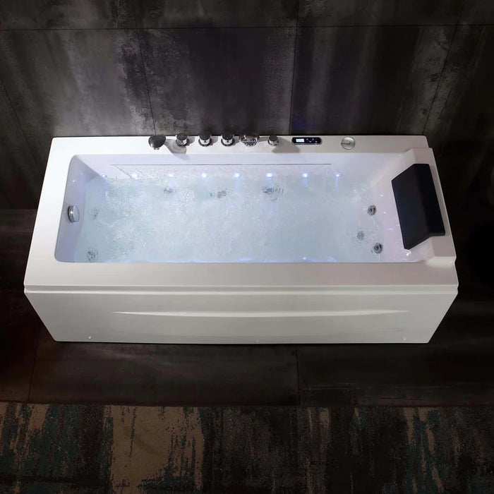 67" Alcove Combination Massage Thermostatic LED Tub with Left Drain EMPV-67JT351LED