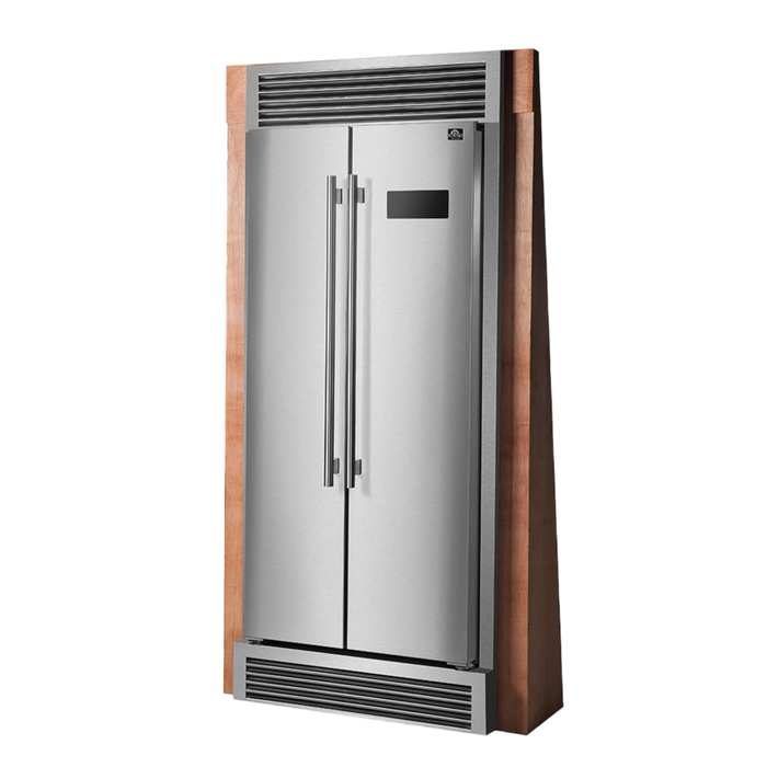 Forno Salerno 33" Side-by-Side 15.6 Cu.Ft. Stainless Steel Refrigerator with Grill Trim FFRBI1805-37SG