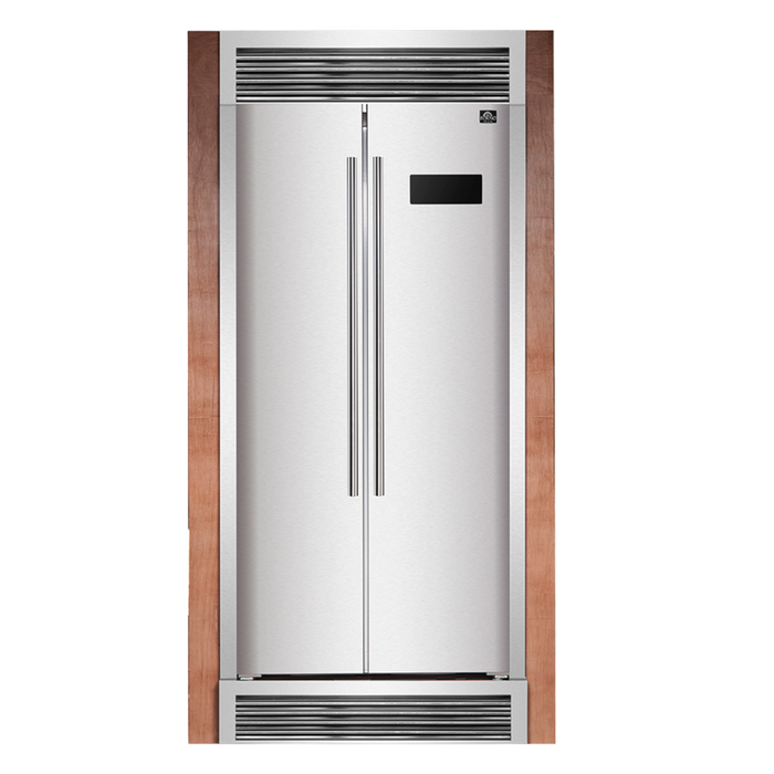 Forno Salerno 33" Side-by-Side 15.6 Cu.Ft. Stainless Steel Refrigerator with Grill Trim FFRBI1805-37SG