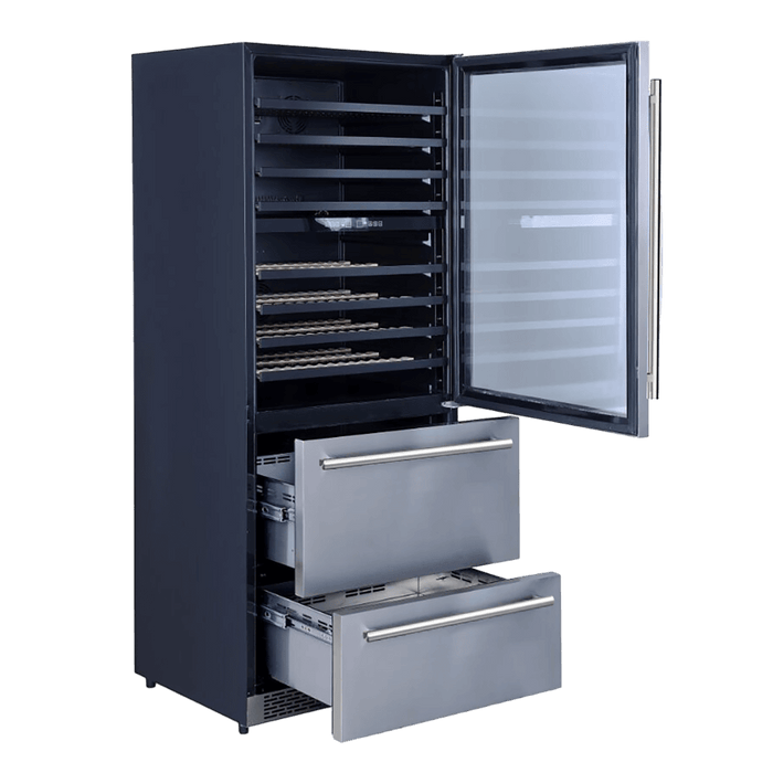 FORNO Capraia – Triple Temp Zones – Dual Zone 30″ Wine Cooler with two refrigerator drawers