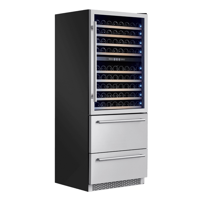 FORNO Capraia – Triple Temp Zones – Dual Zone 30″ Wine Cooler with two refrigerator drawers