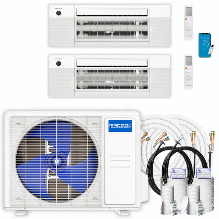 MRCOOL DIY Mini Split - 18,000 BTU 2 Zone Ductless Air Conditioner and Heat Pump with line set. Install Kit