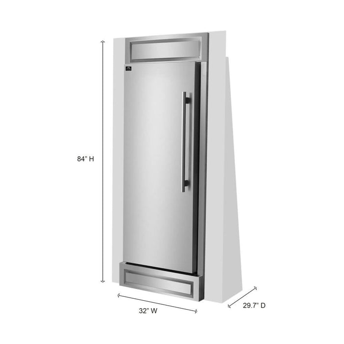 FORNO Maderno 32" Left Swing Refrigerator/Freezer Built-In with Decorative Grill Trim, 27.2 cu.ft.