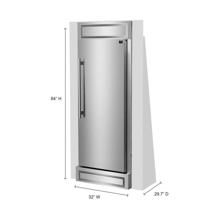 FORNO Maderno 32" Right Swing Refrigerator/Freezer Built-In with Decorative Grill Trim, 27.2 cu.ft.
