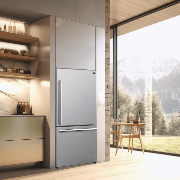 FORNO 31" Milano Espresso Bottom Freezer Right Swing Door Refrigerator in Stainless Steel