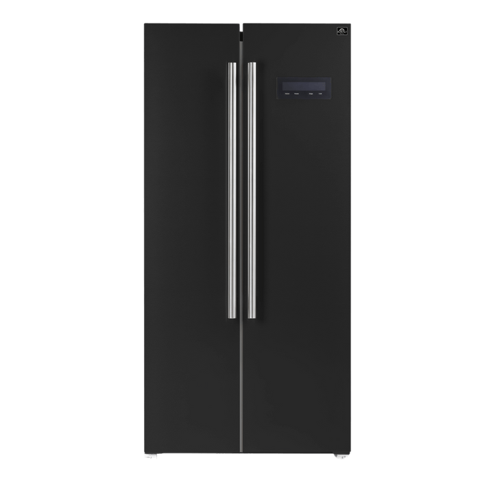 FORNO Salerno Espresso 33-inch Side-by-Side 15.6 Cu.Ft. Black Refrigerator