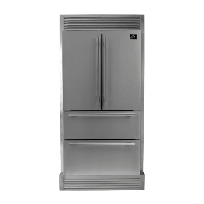 Forno Moena 36" French Door 19.2 Cu.Ft. Stainless Steel Refrigerator with Grill Trim