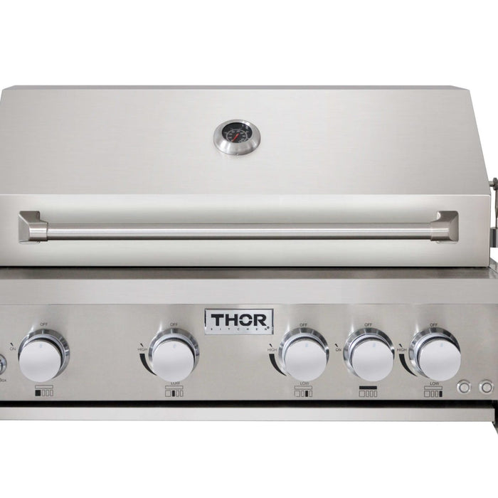 THOR 32 Inch 4-Burner Gas BBQ Grill with Rotisserie in Stainless Steel MK04SS304