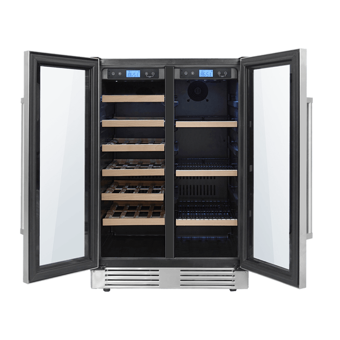 THOR 24 Inch French Door Wine and Beverage Center, 21 Wine Bottle Capacity and 95 Can Capacity TBC2401DI