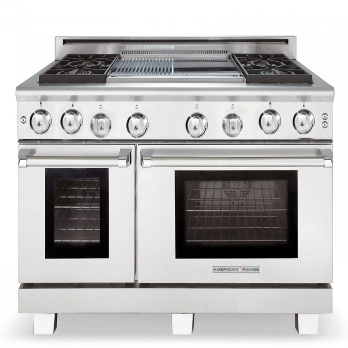 48" Gas Range,  Performer Series,  4 Open-Gas Burners,  Grill,  Griddle,  LP - Stainless Steel