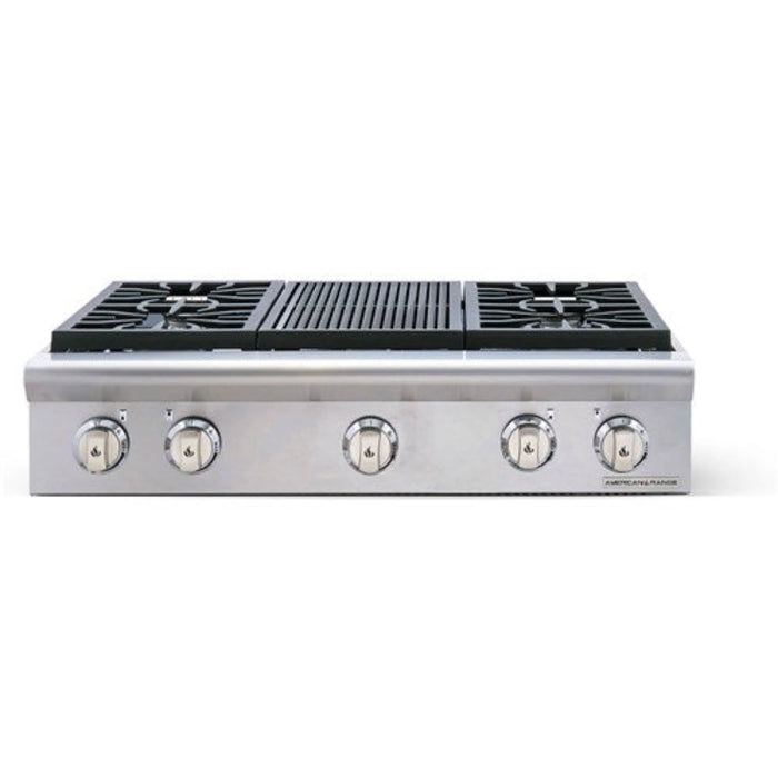36" Gas Rangetop,  Cuisine Series,  4 Open-Gas Burners,  11" Grill,  LP - STAINLESS