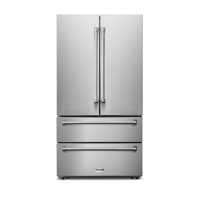 THOR 36 Inch Professional French Door Refrigerator with Freezer Drawers TRF3602
